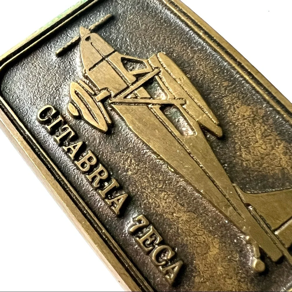 Vintage Brass Belt Buckle Aviation CITABRIA 7ECA Plane Flight Airplane Wings